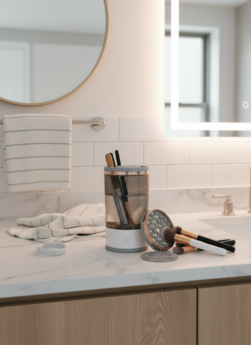 Electric Makeup Brush Cleaner White