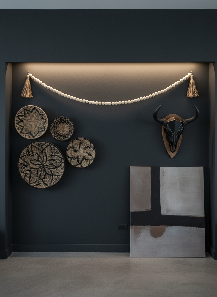 Wooden bead garland 148cm