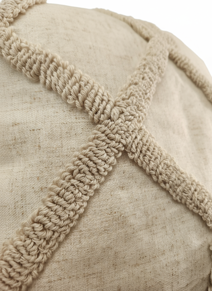 Embroidered Sahara Tassel Loom Boho Cushion Covers Cream (Set of 2) 45X45 CM