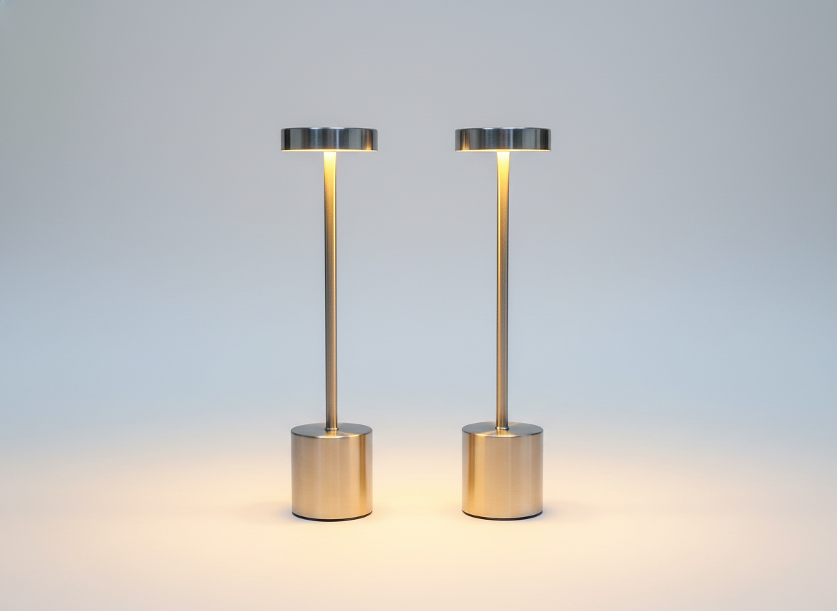 Sleek LED Touch Table Lamp Brused Metal – (Set of 2)