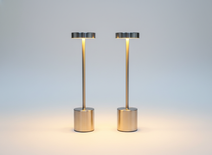 Sleek LED Touch Table Lamp Brused Metal – (Set of 2)