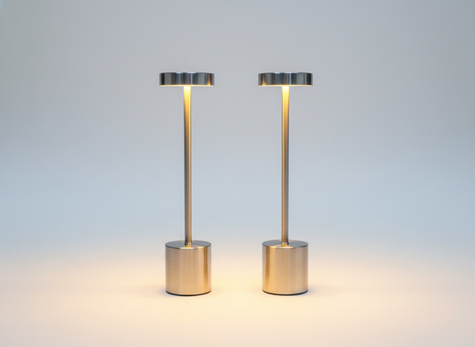 Sleek LED Touch Table Lamp Brused Metal – (Set of 2)