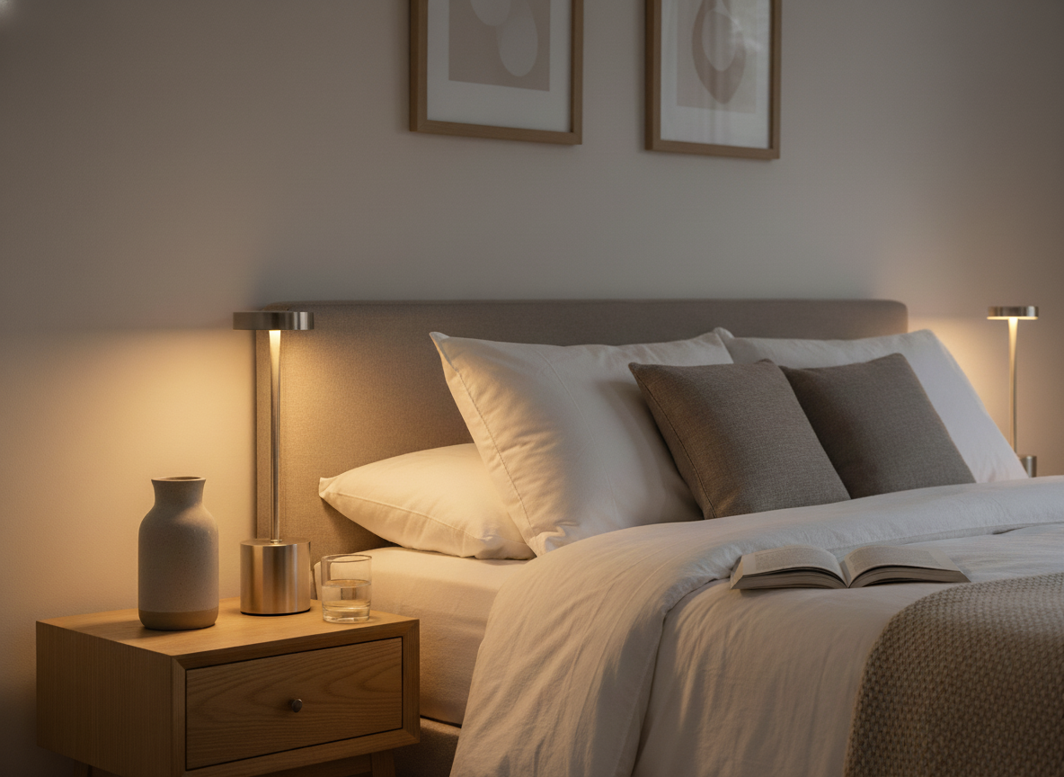 Sleek LED Touch Table Lamp Brused Metal – (Set of 2)