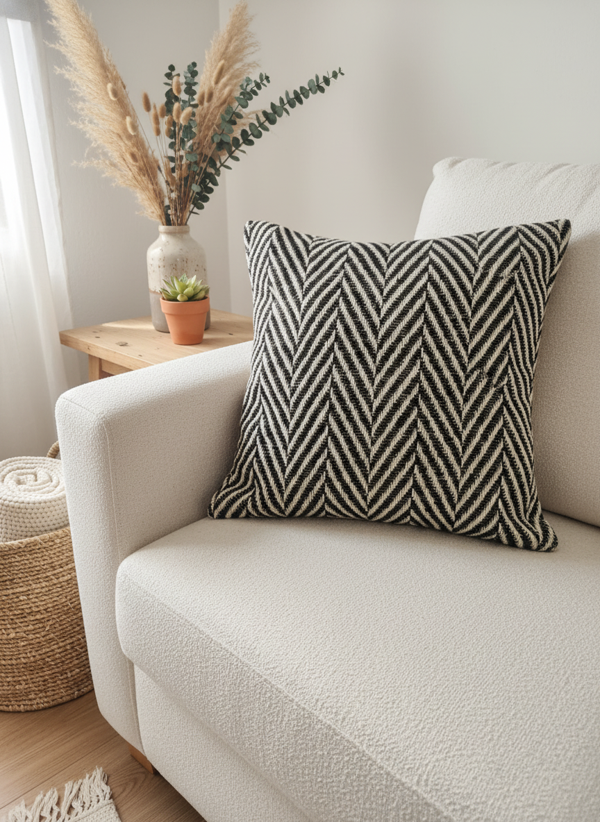 Classic Houndstooth Farmhouse Pillow Covers Black and White (Set of 2) 45X45 CM