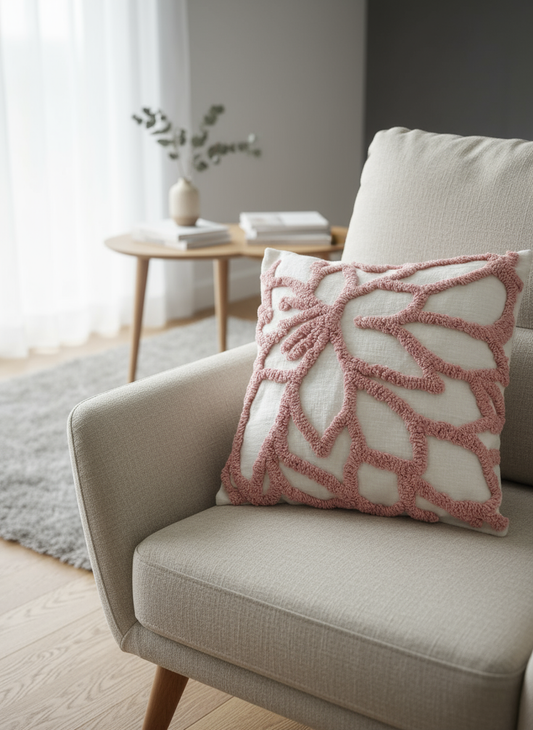 Embroidered Blossom Weave Clustered Rose Pillow Covers (Set of 2) 45X45 CM