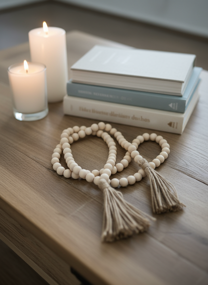 Wooden bead garland 148cm